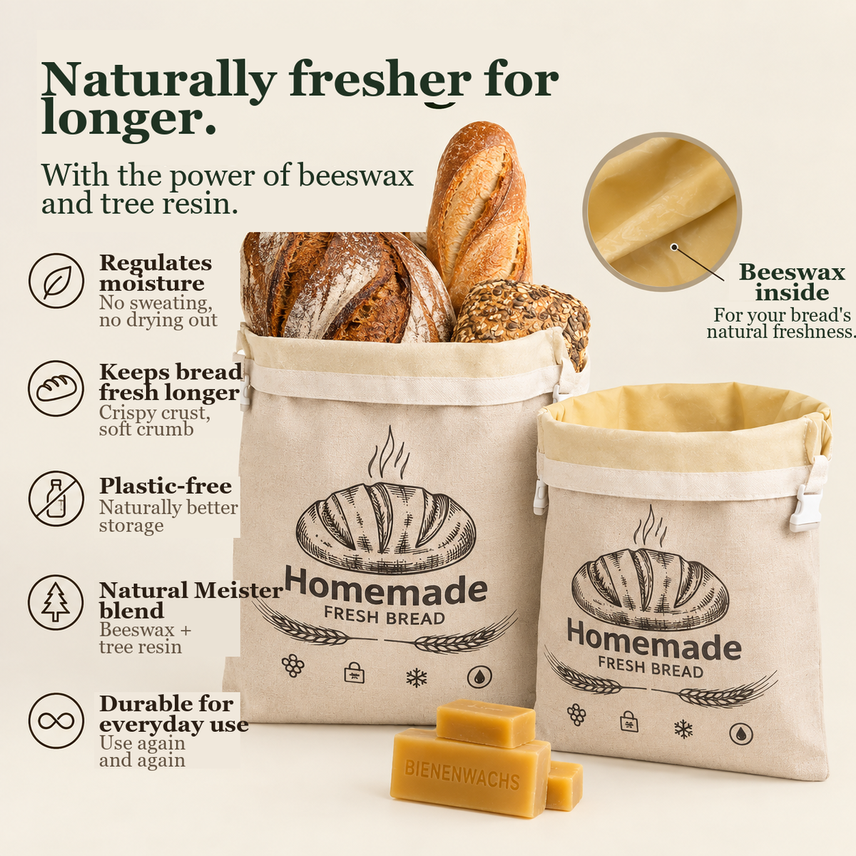 Naturally fresher for longer with beeswax and tree resin